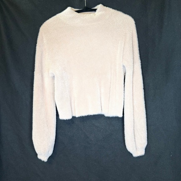 Truth By Republic Sweaters - Truth‎ by Republic Oversized Fuzzy Knit Pullover Sweater Mock Neck Beige